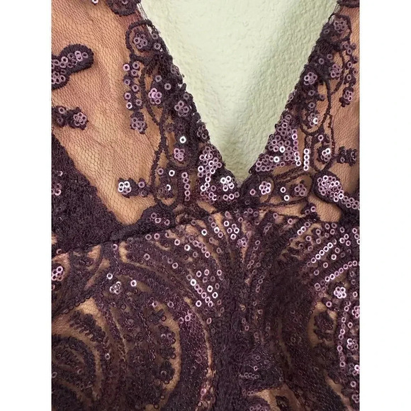 Free People Sequin dress Purple Night Shimmers Mini sleeveless vneck eras tour - Picture 5 of 8